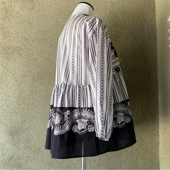 “Ethnic by Outfitters” Embroidered Peasant Blouse size L - Picture 6 of 11